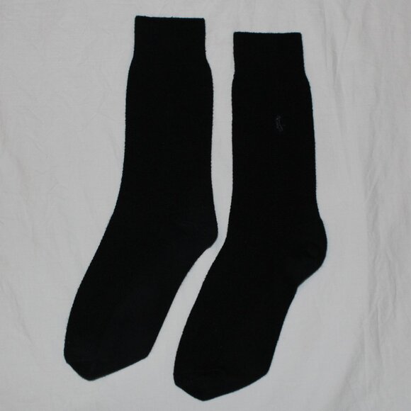 Polo Ralph Lauren Men’s 3-Set Solid Black Textured Polo Pony Dress Socks - Picture 10 of 11